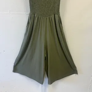 Jack by BB Dakota Olive Green‎ Smocked Wide Leg Jumpsuit Small JJ108177 thumbnail 4