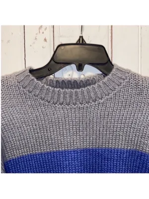 Lumiere Urban Outfitters Crewneck Sweater Blue Black Grey Colorblock Size L thumbnail 4