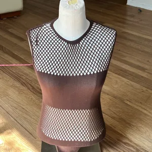 Zara Brown Mesh Open Knit Sleeveless Bodysuit XS-S NWOT thumbnail 4