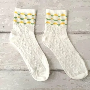 Urban Outfitters Women’s Yellow Green White Knit Pattern Crew Socks Brand NEW thumbnail 1