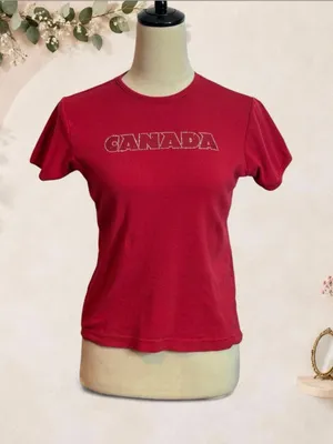 Vintage Cityscape Canada Rhinestone Baby Tee Size S thumbnail 3