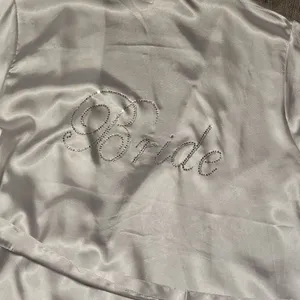 BRIDE Satin Kimono Robe With Rhinestone Lettering S/M Girl Extraordinaire White thumbnail 8