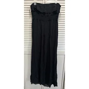 No Boundaries Black Strapless Lined Maxi Dress Size 2XL NWT Ruffle Crochet Detail thumbnail 3