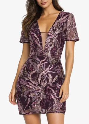 Dress The Population Floral‎ Sequin Embroidery Mini Dress thumbnail 1