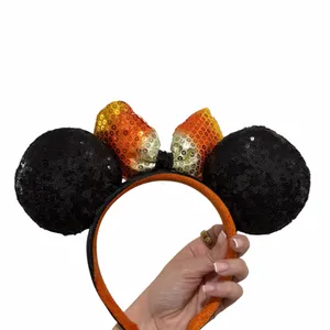 Disney Parks Halloween Candy Corn Minnie Ears With Bow Headband 2019 thumbnail 3