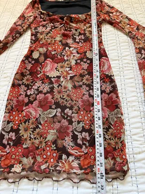 Y2K Floral Mesh Mini Dress Bell Sleeves Ruched Bust Boho Fairycore Grunge Size S thumbnail 11