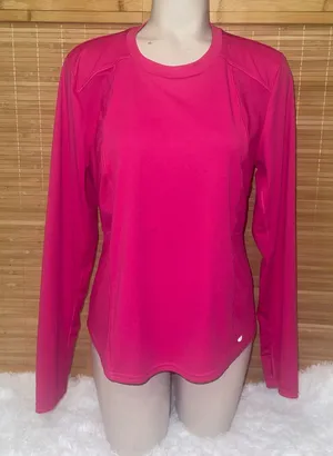 Layer8 hot pink quick dry long sleeve tee with mesh shirt top woman’s large thumbnail 1