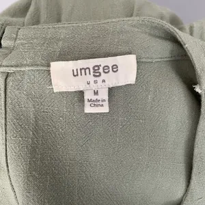 Umgee Tiered‎ Dress Sz MED Sage Green Boho Fringe Peasant Cottage Core thumbnail 4