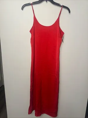 Auden Women’s Red Satin Pajama Chemise Size S thumbnail 3