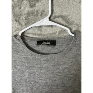 Neiman Marcus 100% Cashmere Sweater Gray‎ Crewneck Lightweight Knit Top Large thumbnail 2