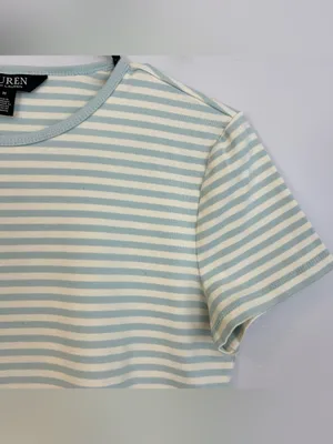 Ralph Lauren Black Label Striped Stretch Cotton Crewneck Tee Blue/Ivory Medium thumbnail 6