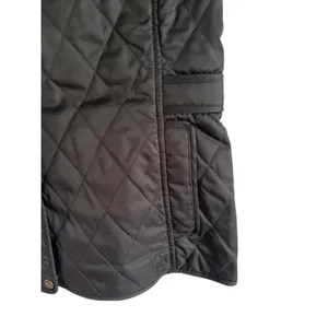 LL Bean Diamond Quilted Full Zip‎ Vest MED Black Plaid Lined Cord Collar thumbnail 5