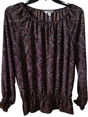 Counterparts Long Sleeve Paisley Print Blouse Size Large thumbnail 2