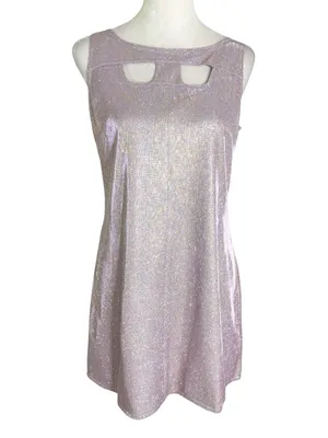 NWT Lili Sidonio x Molly Bracken Iridescent Cut Out Mini Dress in Lilac Size S thumbnail 4