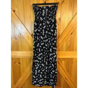 Fire Los Angeles Black White Pattern Strapless Zip Up Maxi Dress Size Small (890 thumbnail 6