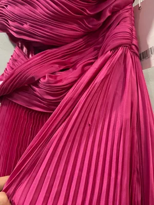 Mac Duggal 49837 Fuchsia Pink One Shoulder Pleated Charmeuse Gown with Slit sz 0 thumbnail 4
