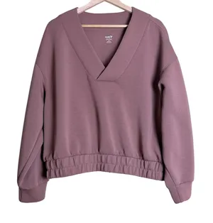 Old Navy Active Sweatshirt Women XL Mauve Fleece Relaxed Pastel Layer Gym Fall thumbnail 1