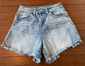 REWASH Super High Rise Vintage Reunion Jean Denim Shorts Distressed size 0 24 Sm thumbnail 1