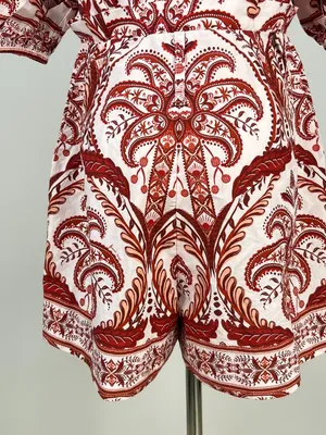 NWOT Farm Rio Tropical Cameo Belted Romper Size S 100% Cotton Puff Sleeves thumbnail 7