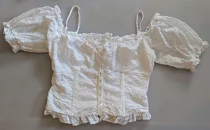 ASTR White Eyelet Puff-Sleeve Crop Top - Women thumbnail 1