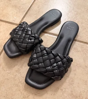 LIKE NEW A New Day Black Woven Slide Sandals thumbnail 1