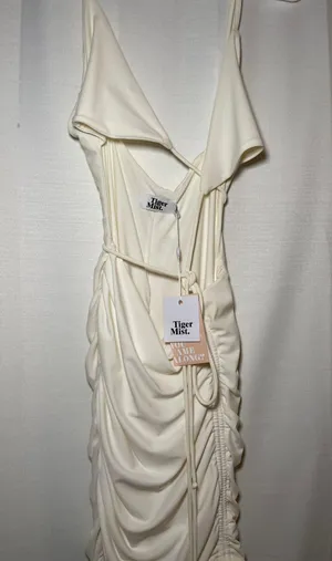 White Ruched Detail Mini Dress thumbnail 4