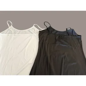 2 Pack Women Full Slip Cami Dress Adjustable Strap Black White XL Rayon Spandex thumbnail 3
