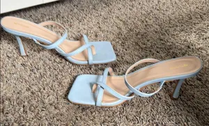 Pretty Little Thing Pastel Blue Square Toe Heels thumbnail 7