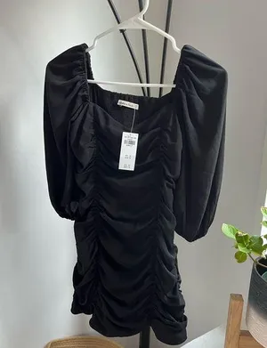 Abercrombie Black Ruched Dress NWT thumbnail 1