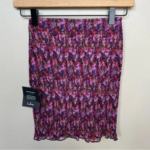 Lulu’s NWT Pink and Purple Floral Smocked Skirt Size XS thumbnail 4