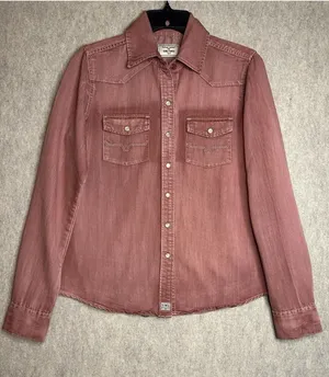 KIMES RANCH Pearl Snap Pink Tencel Western Long Sleeve Shirt Women’s Small thumbnail 1