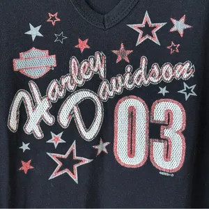 Vintage 2003 Harley Davidson stars baby tank top grommet short sleeve muscle y2k thumbnail 2