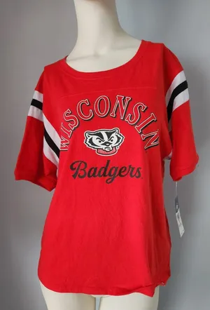 Fanatics NWT Wisconsin Badgers Short Sleeve Jersey T-Shirt Football Youth XL Womens Small thumbnail 1