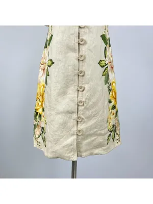 NWOT Farm Rio Linen Sand Garden Cascade Puff Sleeves Mini Dress Size M thumbnail 5