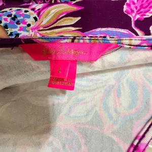 Lilly Pulitzer Hollee Dress Berry Sangria Floral Purple Mini V-Back Womens L thumbnail 7