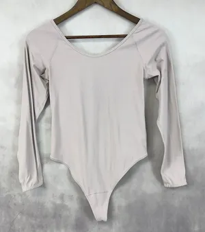 Lululemon Full‎ Freedom Bodysuit Size 8 Smoky Blush Pink Scoop Neck Yoga Ballet thumbnail 1