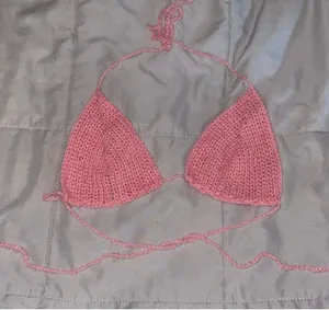 Pink Sparkly Sequin Crochet Knit Bralette / Bikini Top thumbnail 1