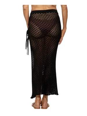 NWT Dotti Womens Crochet Side-Tie Cover-up Maxi Skirt 85273 Black S thumbnail 3