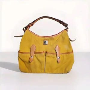 Dooney & Bourke J0130121 Wayfarer Yellow Leather Accent Zip Tote Shoulder Bag thumbnail 1