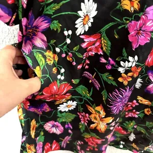 Victorias Secret kimono robe S/M satin black floral butterfly pockets boho fairy thumbnail 6