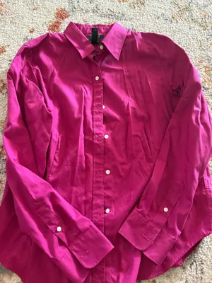 Lauren Ralph Lauren Magenta Pink Non-Iron Cotton Button Down Shirt Large thumbnail 1