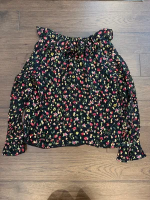 J. Crew Ruffleneck Top in Midnight Vintage Size Small - C36-068 thumbnail 10