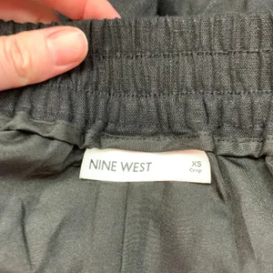 NINE WEST Womens Size XS Crop Pants Black Linen Blend Wide Leg Drawstring‎ Waist thumbnail 6