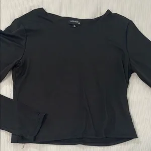 Black Women's Ribbed Long Sleeve Top Size L thumbnail 1