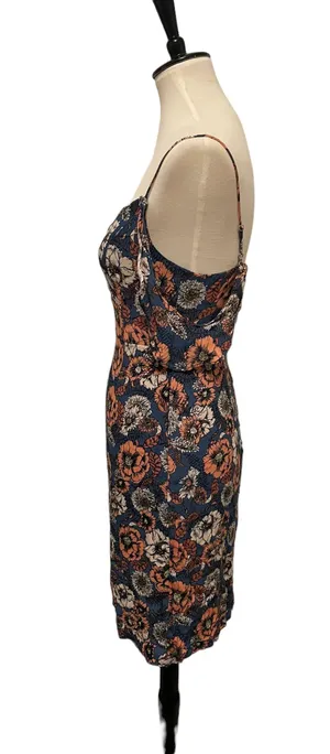 Blue And Orange Floral Midi Dress thumbnail 3