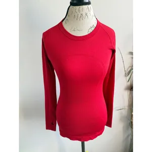 Lululemon Swiftly Tech Long Sleeve Red‎ Running Shirt Size 6 Thumbholes thumbnail 2