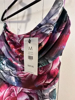 AKIRA NWT Floral Ruched Slip Dress in Purple Multi thumbnail 3