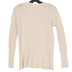 Abercrombie & Fitch Sweater Wool Minimalist Cozy Neutral Ribbed Cream Size Small thumbnail 2