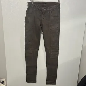 Citizens of Humanity Womens Avedon Skinny Jeans Coated Brown Moto Detail Size 26 thumbnail 2