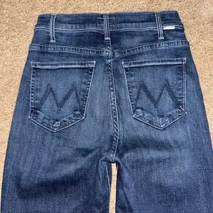 Mother The Hustler Ankle Fray Jeans High Rise‎ Flare Freebird Dark Blue Wash 26 thumbnail 7